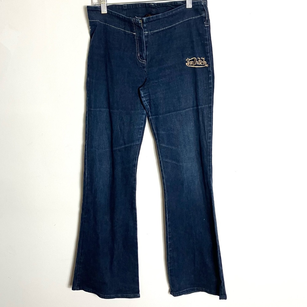 Vintage Y2K Von Dutch Lowrise Blue Denim Flare Jeans Junior XL